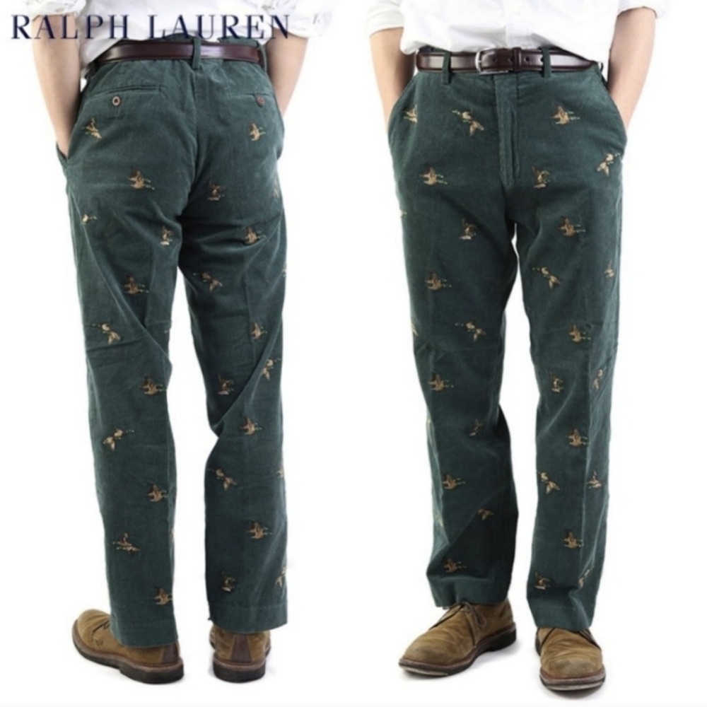 EUC,  Ralph Lauren Green Corduroy 34x32 Duck Pants